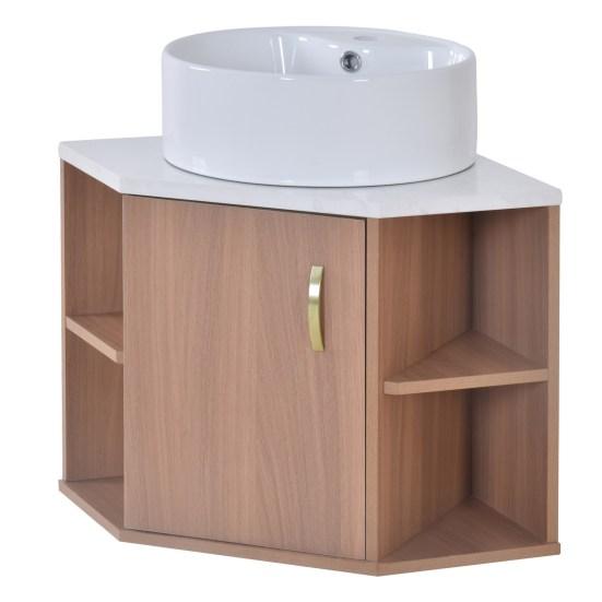 Washbasin Cabinet Strong Load Bearing Large Capacity Smooth Surface Waterproof Easy To Clean Space-saving MDF Bathroom Lavatory