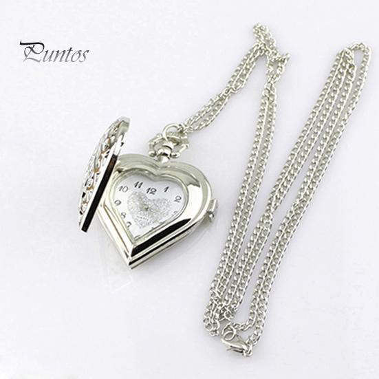Alloy Vintage Pocket Watch Hollow Heart-shaped for Daily Life Quartz