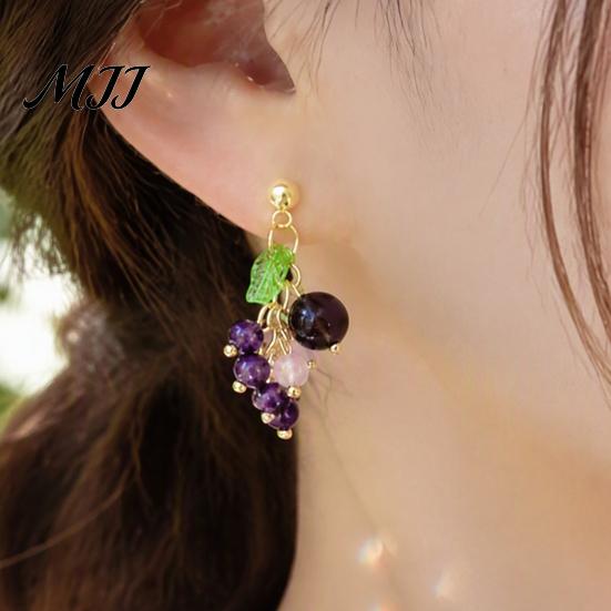 Elegant Earrings for Dates 1 Pair Grape Earring Women, Cute Fruit Dangle Drop Earrings, Pastoral Style Accessories 3D Purple Shaped Summer Jewelry