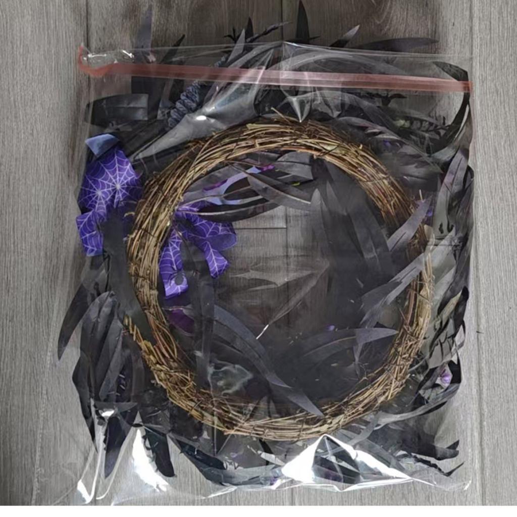 Halloween   Wooden Sign Wreath Window Door Hanging Festival Simulation Horror Doll Mesh Vine Ring Decoration