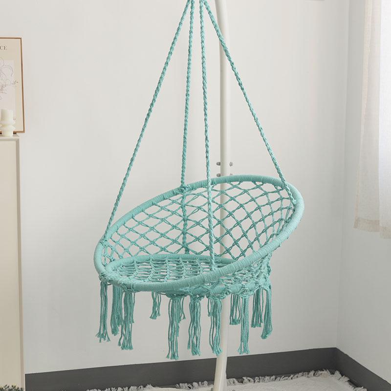 Nordic Style Cotton Rope Hanging Chair with Tassels - Indoor/Outdoor Swing Lounge