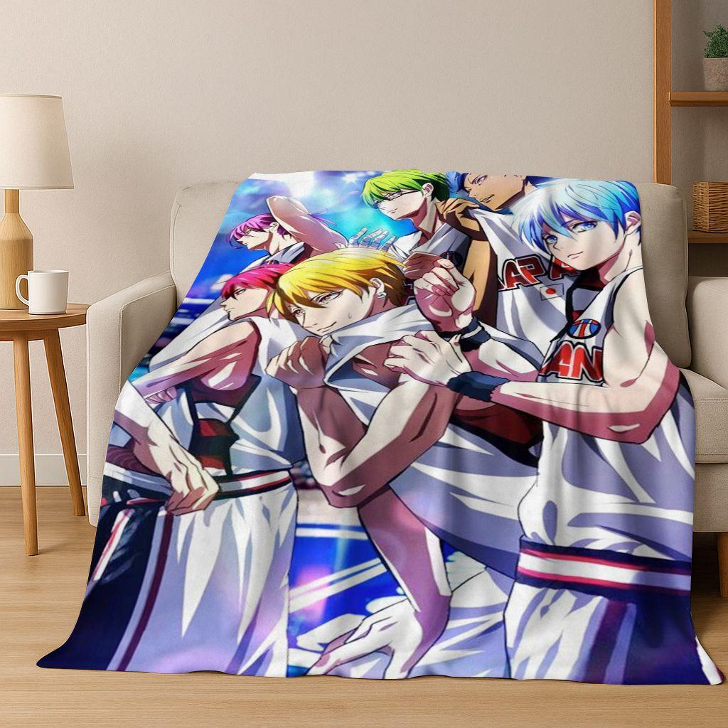 Anime Kuroko's Basketball Cartoon Art Flannel Blanket,Cozy Soft Throw Blanket for Home Bedroom Bed Sofa Picnic Cover Gift Kids