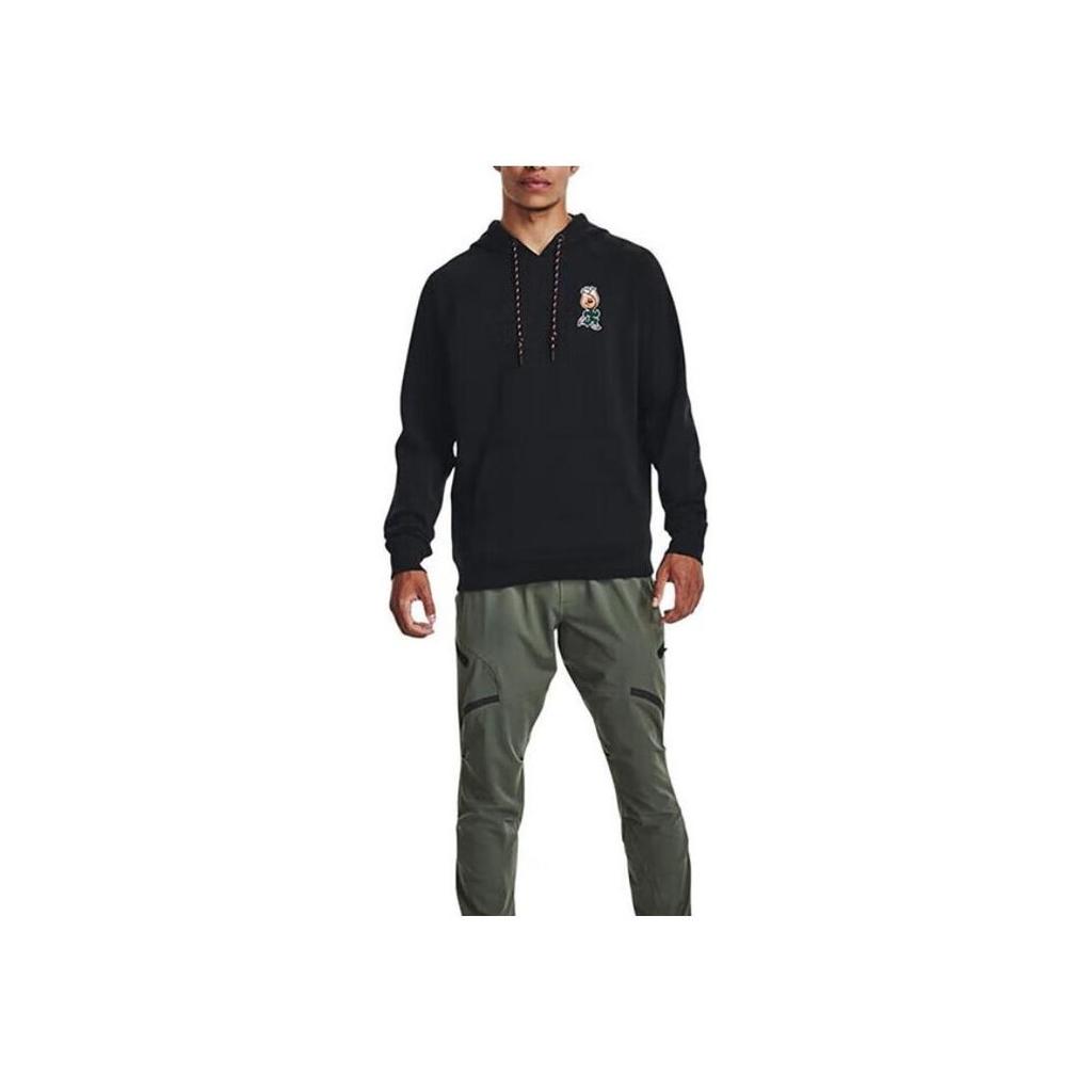 Under Armour Rose Letter Print Heavyweight Cotton Hoodie Men Black 1379688-001