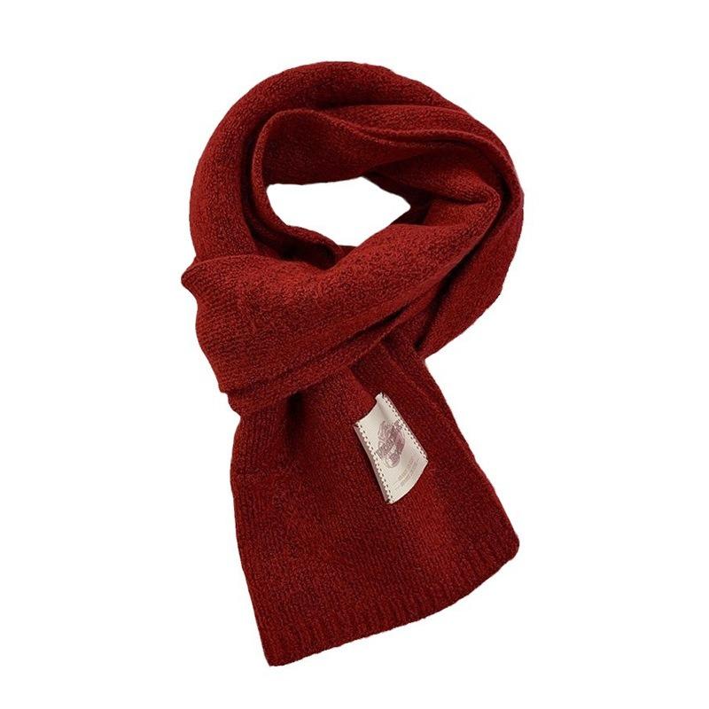 Scarf women's autumn and winter new versatile thickened warm bow scarf wool knitted scarf