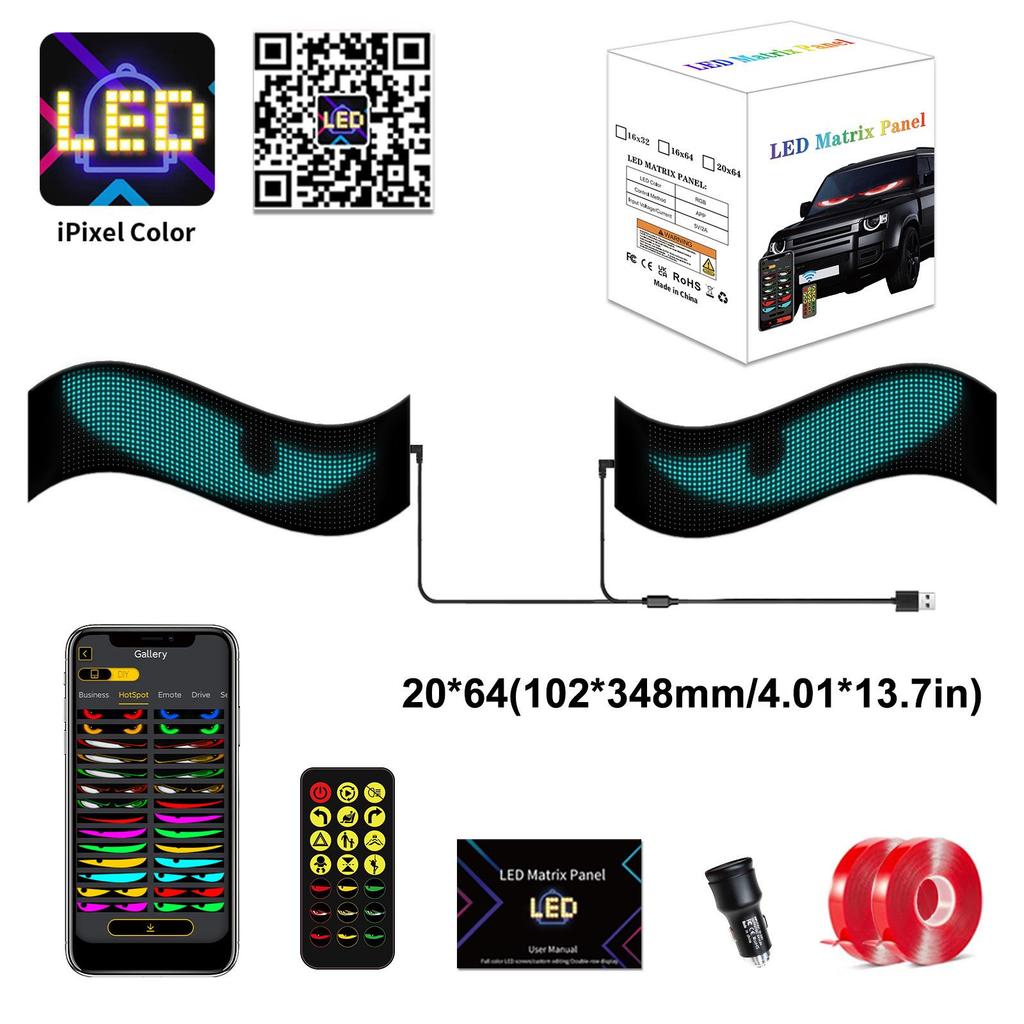 LED-Autoweichbildschirm: USB Flexibles Werbedisplay mit Bluetooth App-Steuerung für Fensterscheiben