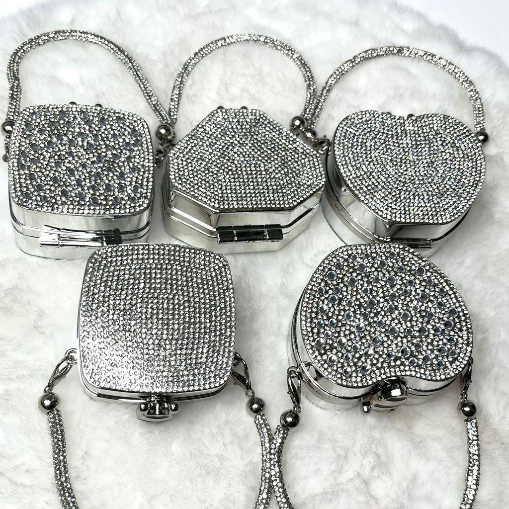 Acylic Mini Doublesided Diamond Clutch With Heart And Lock Buckle For Daily Street Style