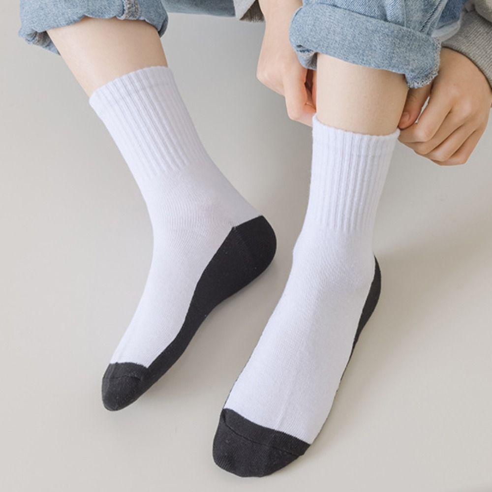 4/6Pairs Simple Men's Mid-calf Socks Hosiery Sports Sock Casual Men Tube Socks  Outdoor