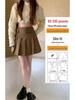 Fat Sister Corduroy Pleated A-Line Skirt for Women - High Waist Slimming Short Skirt for Autumn/Winter
