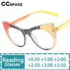 Colorful Cat Eye Reading Glasses Women Color-blocked Resin Optical Presbyopic Eyeglass Custom Diopter +50~+600 #302611