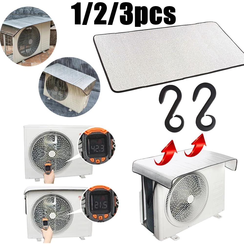 1/2/3pcs Air Conditioner Cover 46x95CM Aluminum Foil Sunscreen Shield Sun Protection Rainproof Outdoor Air Conditioner