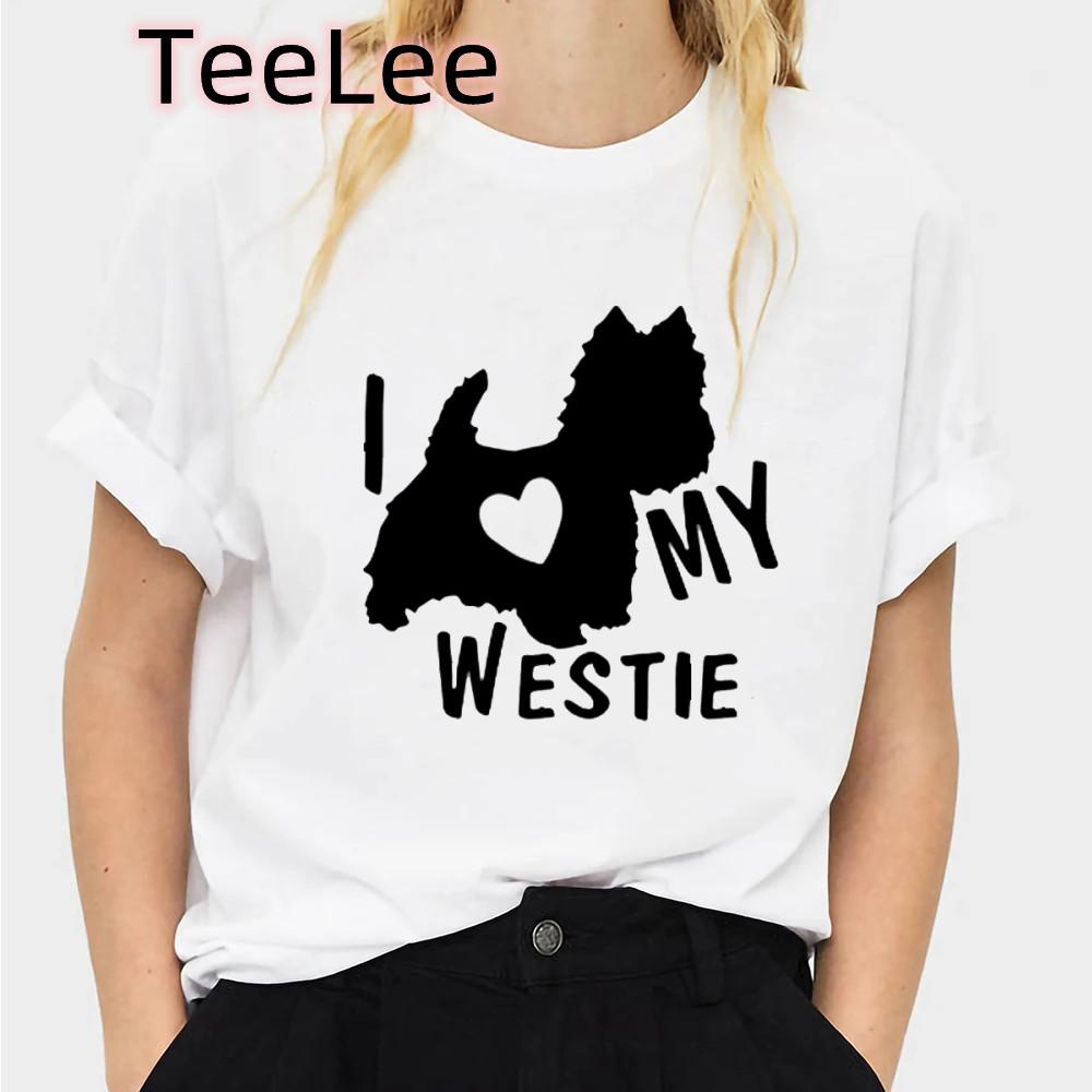 Aesthetic Funny Westie Highland Print Female Tshirt 90s Harajuku Kawaii Dog Tshirt Summer Fashion Unisexs Top T Shirt