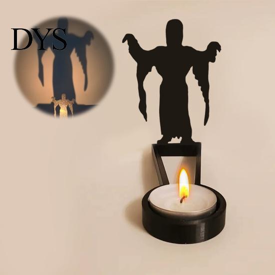 Holiday Home Decoration Halloween Shadow Candle Holder, Funny Pumpkin Ghost Bat Reaper Candlestick Decoration, Seasonal Party Supplies Metal Tea Light