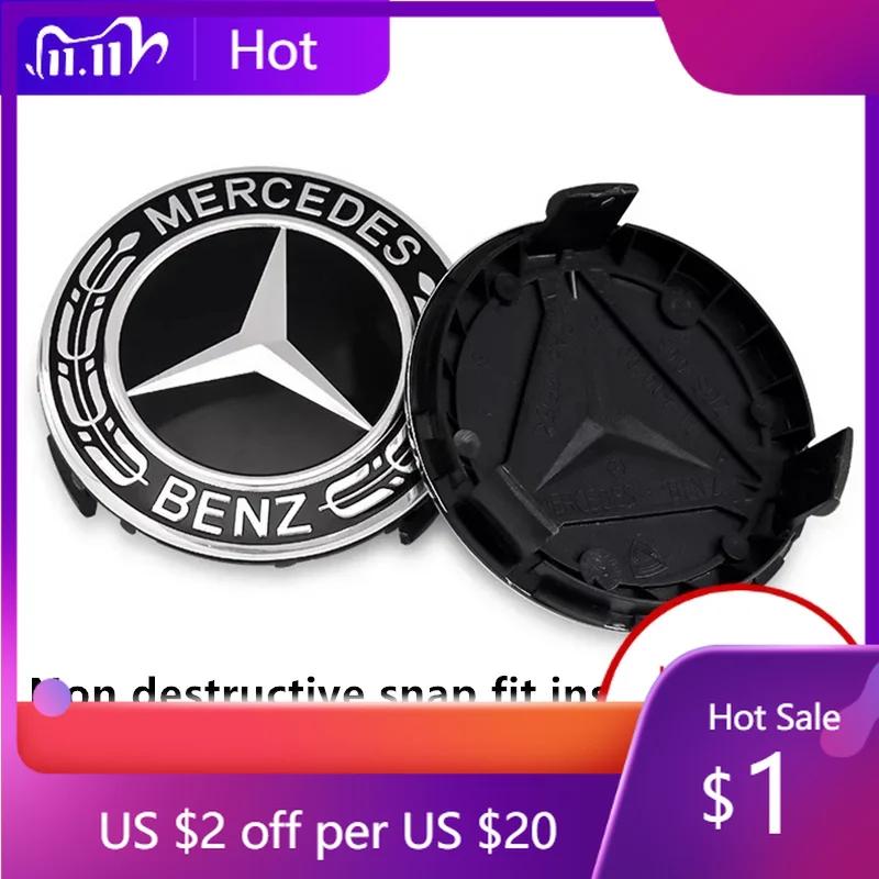 2025 Hot For Mercedes Benz 4PCS 75mm Car Wheel Center Hub Caps Cover for Mercedes Benz B/C/E/S Class A Class C200L GLC GLK CLA W