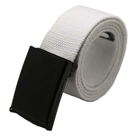 Unisex Casual Solid Color Webbing Canvas Waist Belt Automatic Buckle Waistband