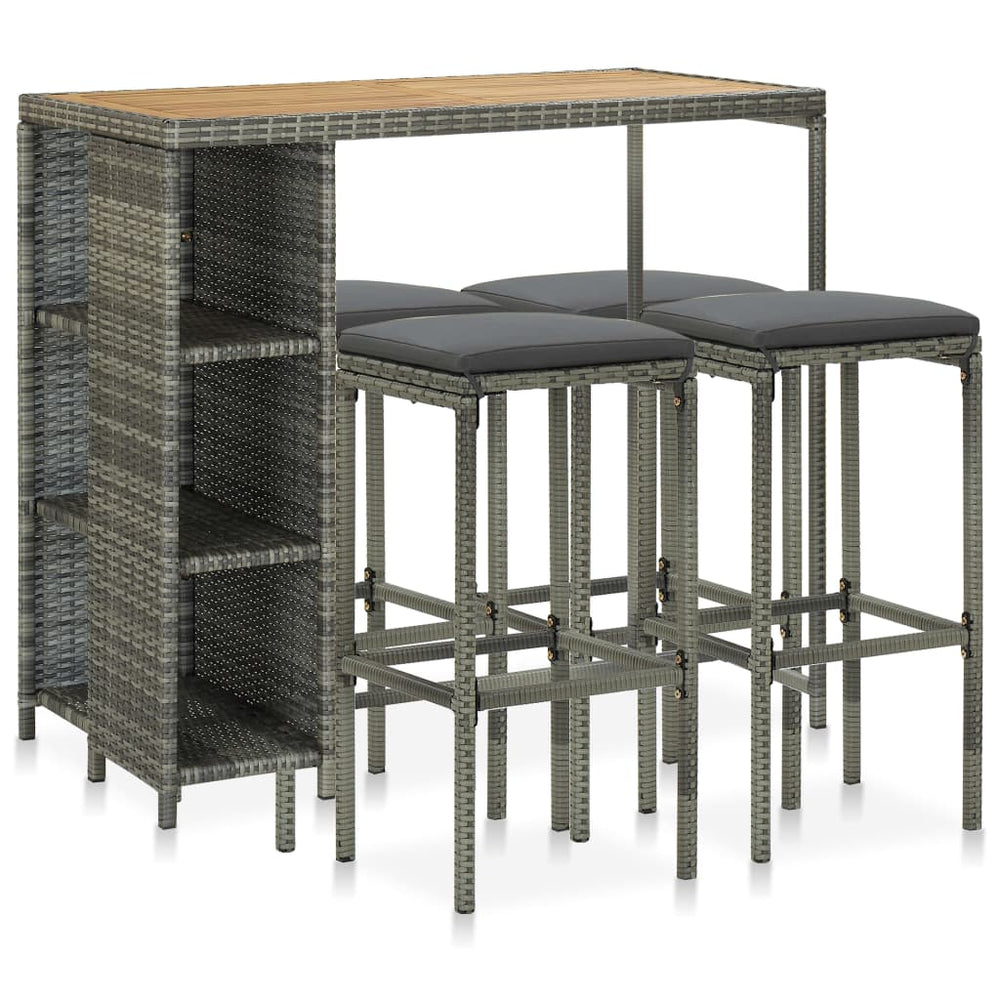 Ensemble de bar de jardin 5 pcs et coussins Résine tressée