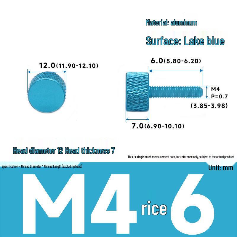 Barevné hliníkové šrouby s ručním utahováním pro úpravu počítačové skříně - velikosti M3/M4/M5, 16*5/6-10/20
