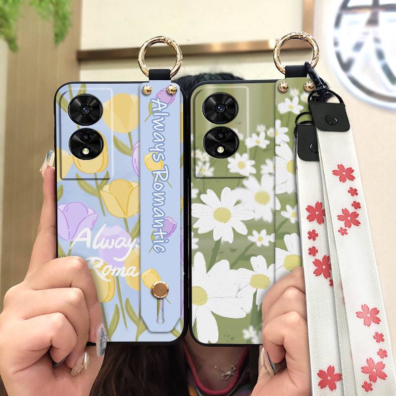 Fashion Design Oil Painting Phone Case For TCL 505/T509K/T5094 Wrist Strap Lanyard Anti-dust Silicone Waterproof Durable