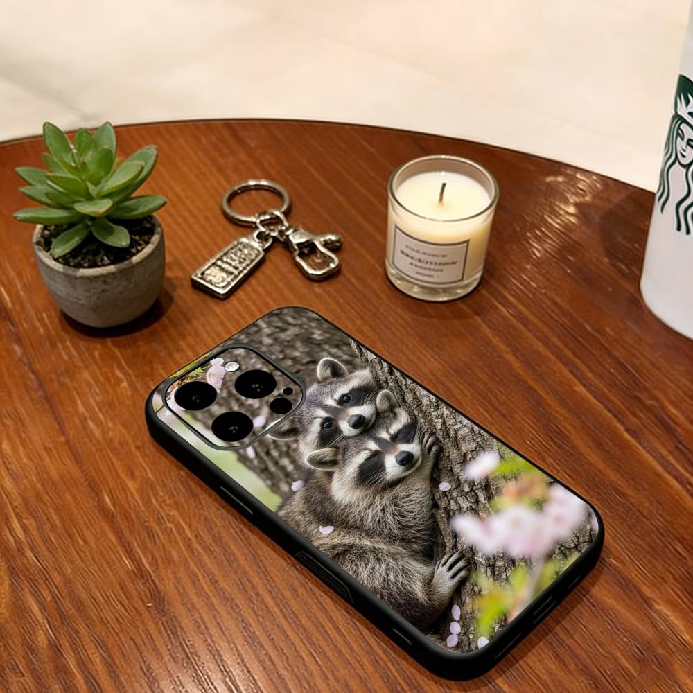 

Cute Raccoon Phone Case For iPhone 17, 16,15,14,13,12,11 Plus,Pro Max, Others Soft Black Cover iPhone17
