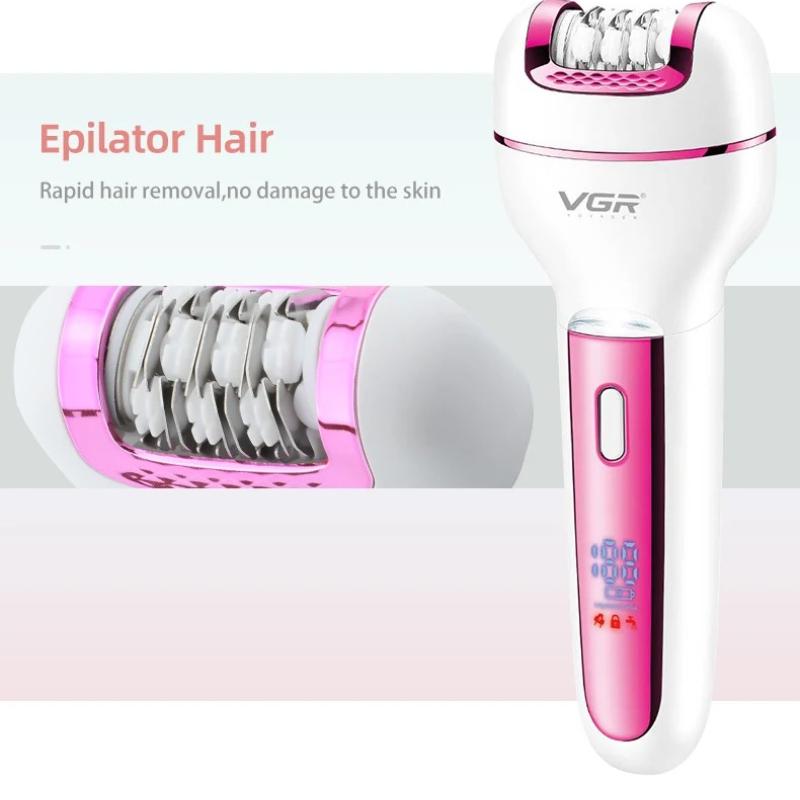 VGR V-732 3 in 1 Epilator Women Electric Shaver for Face Body Rechargeable Lady Trimmer Hair Removal Bikini Underarms Legs Deep Cleaning Epilator