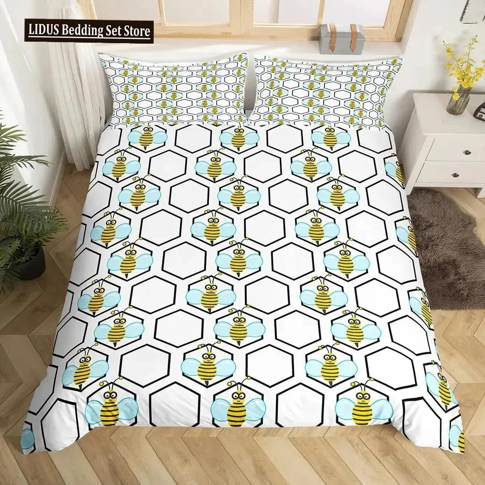 Honeycomb Soft Duvet Cover Set Pink Geometry 3D Printed Beding Set Polyester Col Style Double Quen King Comfortable Quilt Cover For Young Boys Adult