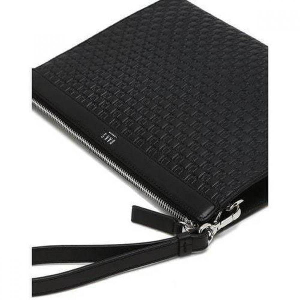 Daks Black Cowhide Clutch Bag With Embossed Pattern Dbba6f481bk