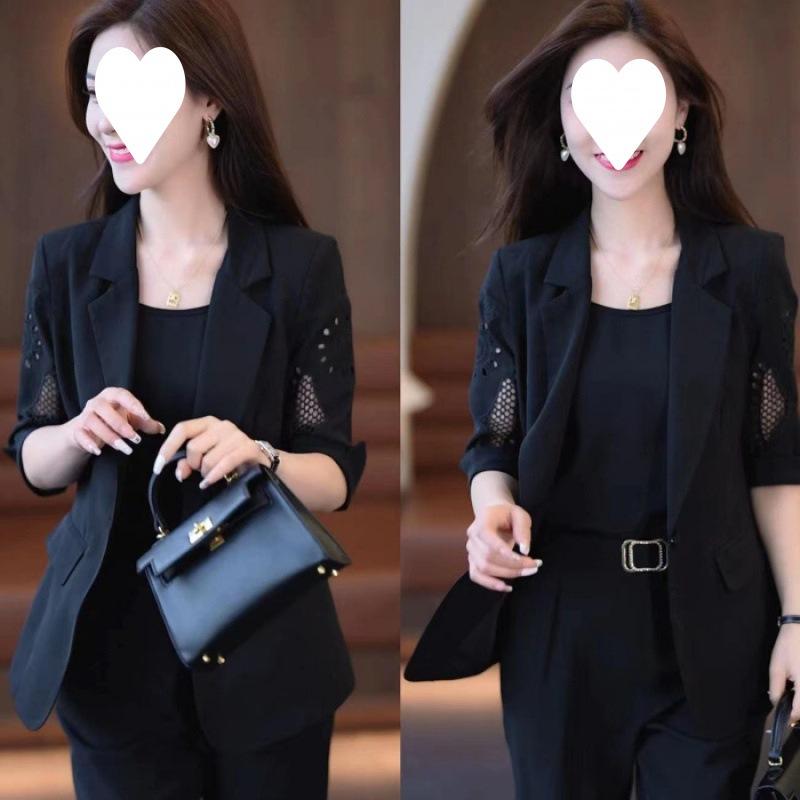 Трех peças комплект профессионального костюма для летней женской моды, стройнящие и стильные брюки-шаровары 3XL