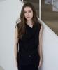FROMWHERE Draped Sleeveless Top Black