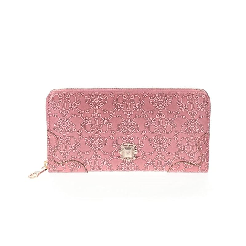 

[Anna Sui] wallet Roomy round zipper long wallet ladies Pink (new)