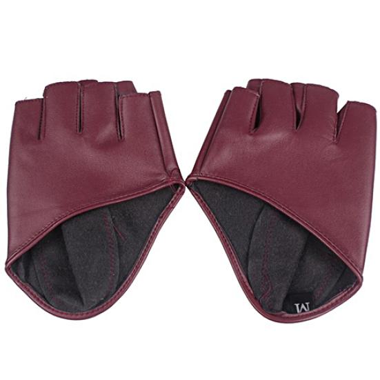 Lady Fashion Faux Leather Half Finger  Gloves Driving Pole Dancing Show Gloves