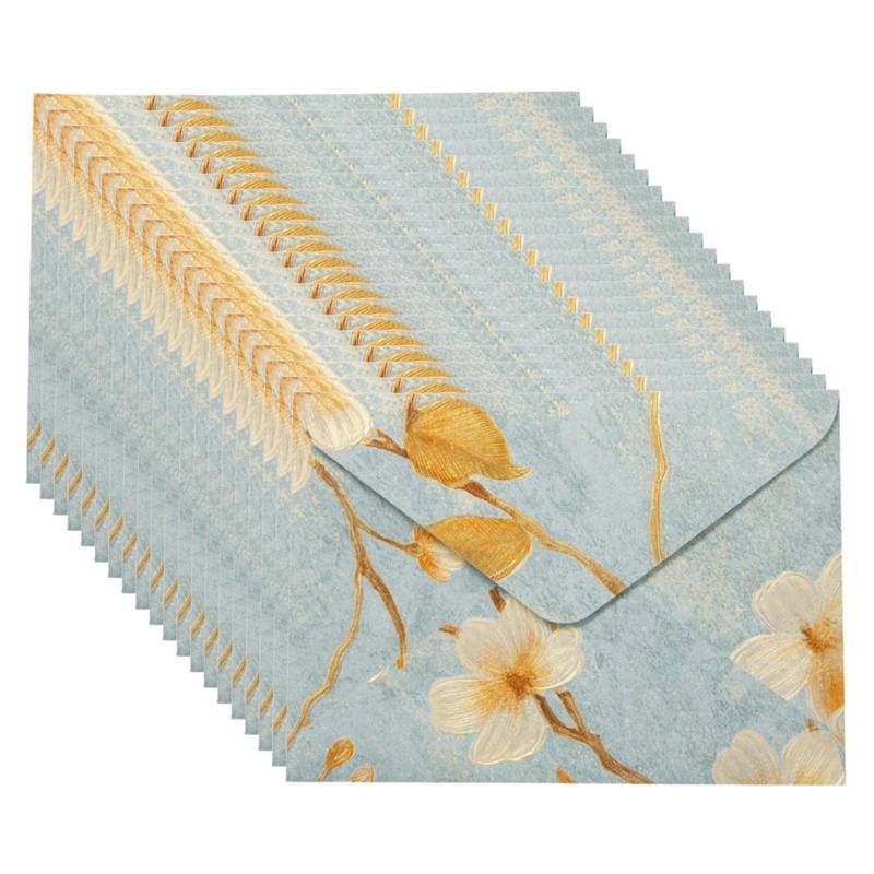 20Pcs Antique Floral Pattern Envelopes 6.46x4.4Inch Folding Envelopes For Wedding Invitation Valentines Card And Mailing