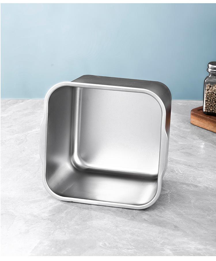 304 Stainless Steel Square Jam Bowl with Lid - Commercial Kitchen Seasoning and Sauce Container.