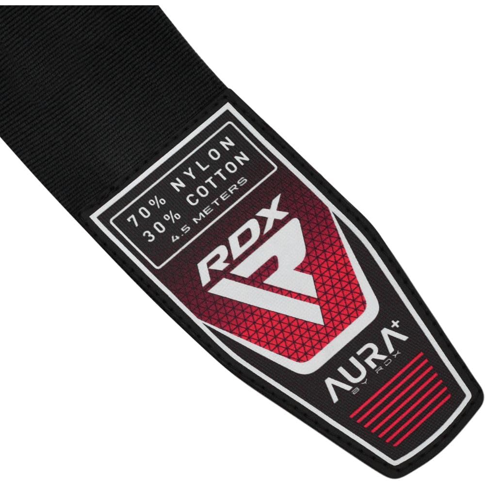RDX Bandage Series Boxing Kickboxing Muay Thai Martial Arts MMA Sparring Mixed Martial Arts Gym Training Practice AURA+ (4.5m, Black)