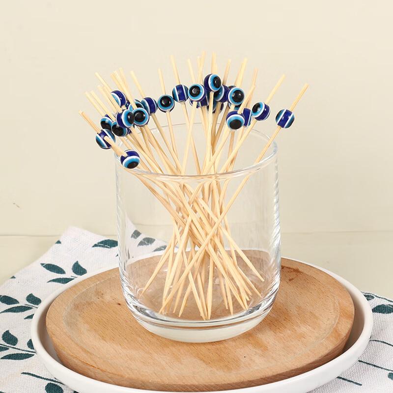 ZISIZ Cat s Eye Blue Bamboo Fruit Picks