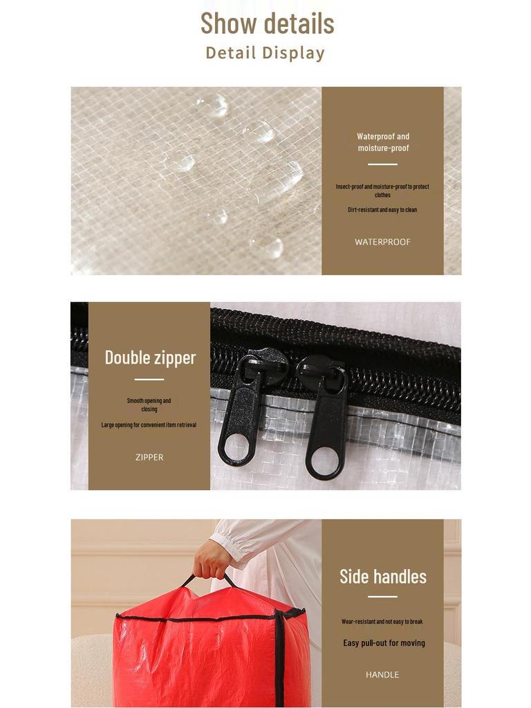Waterproof Foldable Quilt Storage Bag - Large Capacity Portable Cotton Tote