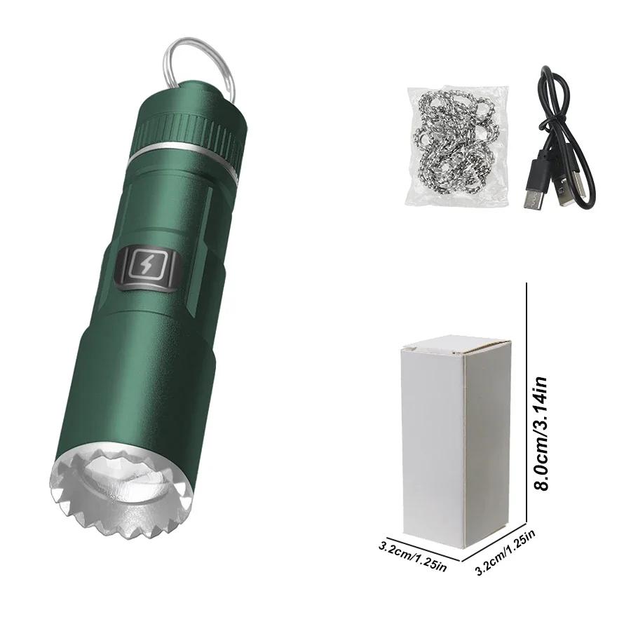 Portable LED Mini Flashlight USB Rechargeable Internal Battery Super Bright Pool Emergency Lighting Portable Keychain Flashlight