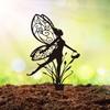 Black Fairy Metal Statue for Garden Flowerbed Decoration