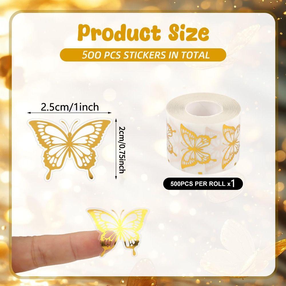 Gold Foil Butterfly Stickers Golden Decorative Stickers Stationery Gift Stickers Envelope Sealing