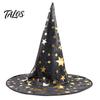 Decorative Wizard Hat Halloween Witch Hat, Adult Kids Cosplay Cone with Spider Black Web Star Decor, Gothic Party Costume Prop, Trick or Treat