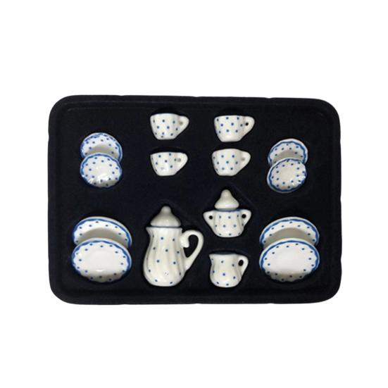 1:12 Miniature Ceramic Tea Set Gold Edge Collection Realistic Mini Teapot Cups And Saucers Micro Scene Decor for DIY Projects Collectors Kids