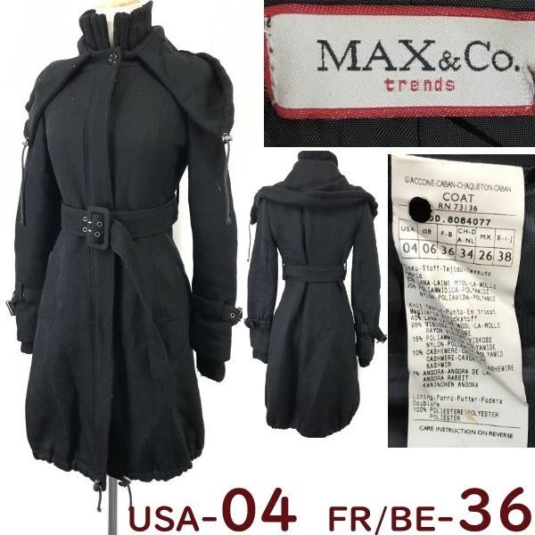 

Japan Official Max&Co. Long Coat 36 S-M Black Bulgaria Made Volume Collar Outer cBH719