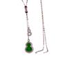 Classic S925 Sterling Silver Green Burmese Jade Gourd Necklace