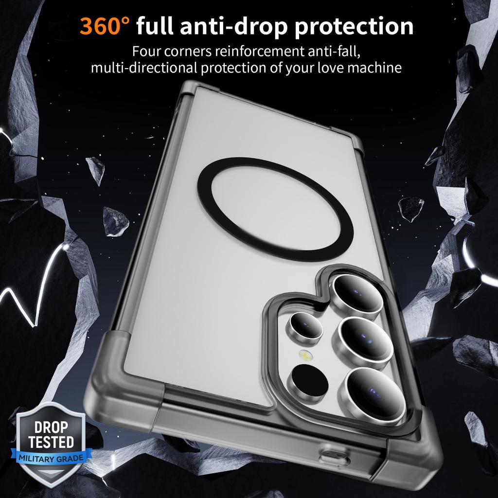 For Samsung Galaxy S24 Ultra Case Compatible with MagSafe Reinforced Corners TPU+Acrylic Back Cover