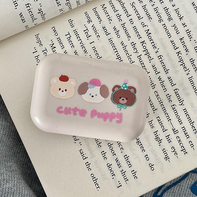 1pc Ins Letter Print Contact Lens Case Contact Lens Companion Box Beauty Eye Box Portable Contact Lens Box with Mirror Tweezers