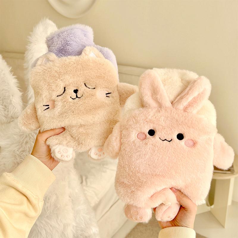 Plush Hot Water Bottle Kawaii Winter Warm Hot Water Bag for Period Pain Hand Warmer Girls Hand Feet Warm Water Heating Pad