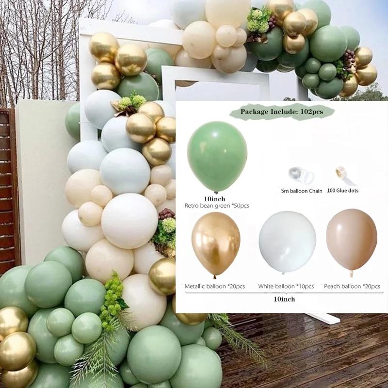 1 Set DIY Balloons Metallic Gold Retro Green Globos Birthday Wedding Anniversary Party Decoration