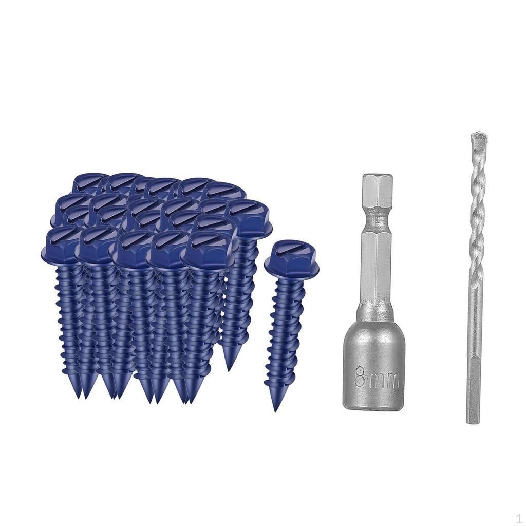 40 Pieces Concrete Screws Anchors Masonry for Marble Brick Cement