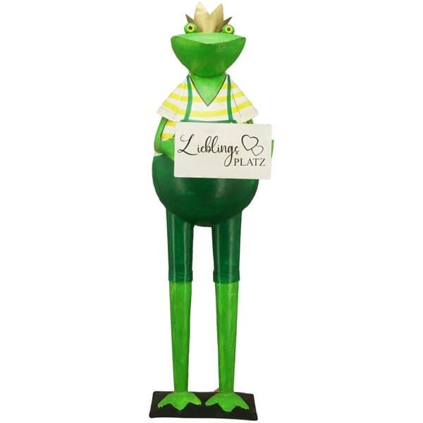 Large frog figure metal frog with lieblings platz plaque