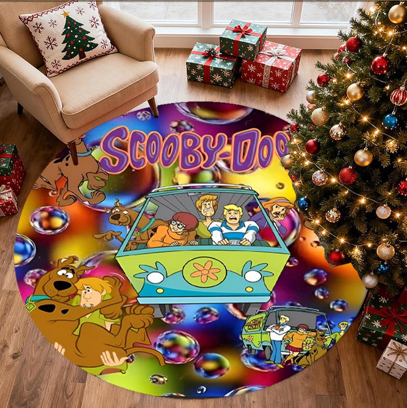 Scooby Pattern Round Rug, Indoor/Outdoor Mat, for Picnic, Gameroom, Bedroom, Office, Living Room, Home Decor Carpet, Birthday Gift