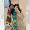 Adult Women Warm Scarf Thicken Rainbow Long Scarf Soft CashmereFeel Shawl Scarf