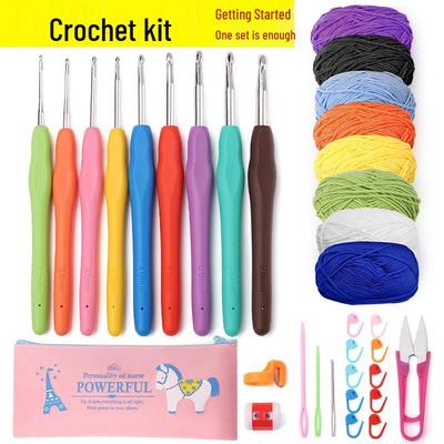 Kit per principianti all'uncinetto: Set Completo con Manici Morbidi per Progetti di Lavoro a Maglia Fai-da-Te